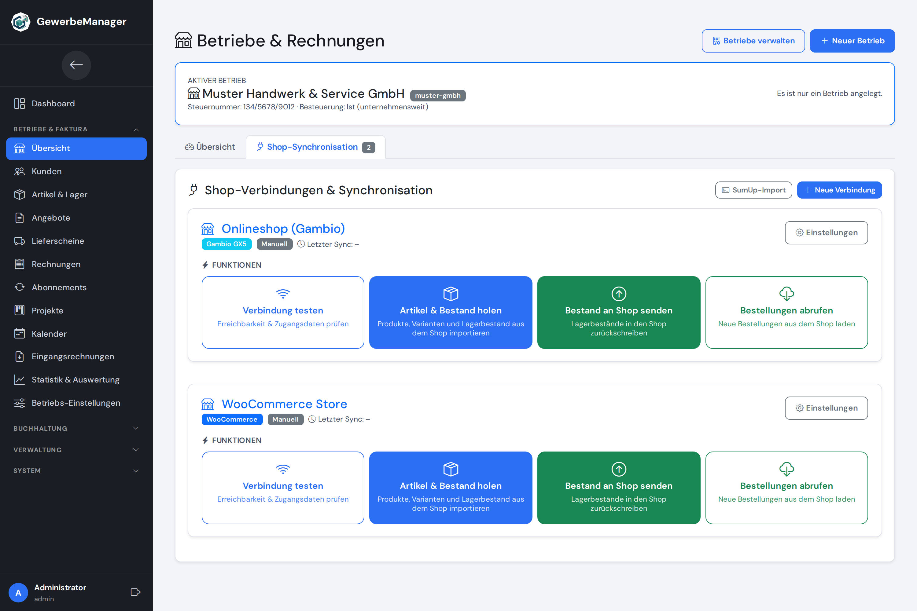 Shop-Synchronisation mit Gambio und WooCommerce
